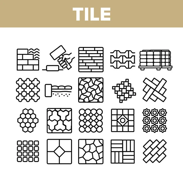 Tile Floor Material Collection Icons Set Vector — Stock Vector