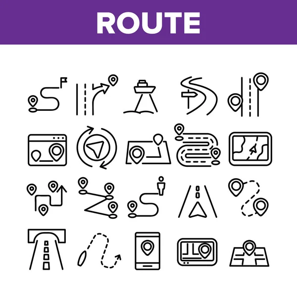 Route Gps Navigator Collection Ícones Set Vector — Vetor de Stock