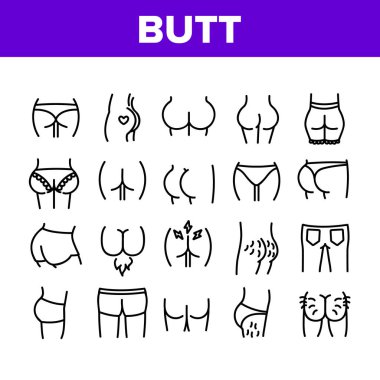 Butt Human Body Part Collection Icons Set Vector