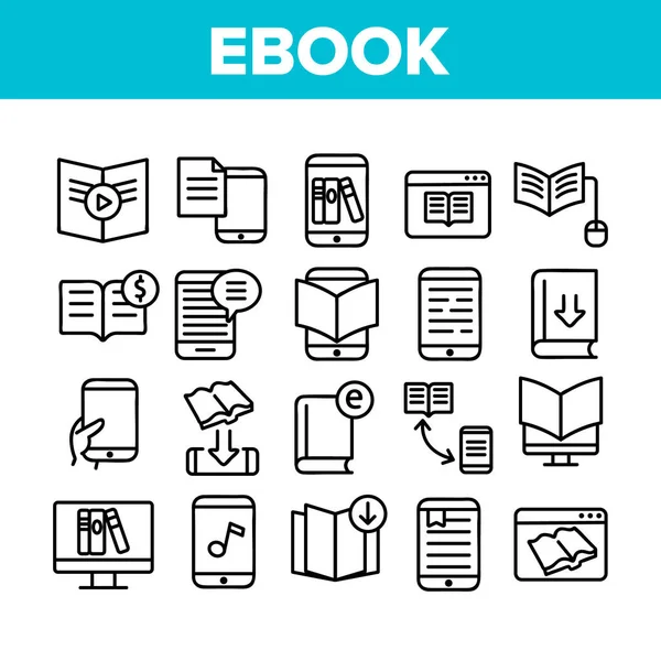 Elektroniczna kolekcja narzędzi ebook Ikony zestaw wektor — Wektor stockowy