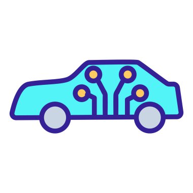 Akıllı araba ikon vektörü. İzole edilmiş kontür sembolü gösterimi