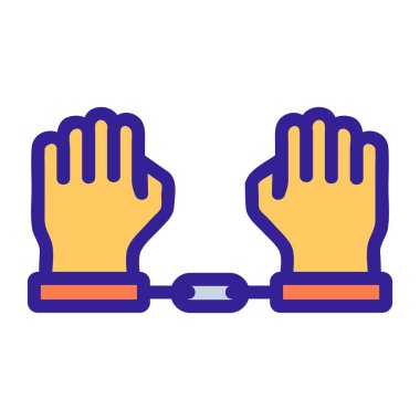 Eller ve kelepçe ikon vektörü. İzole edilmiş kontür sembolü gösterimi