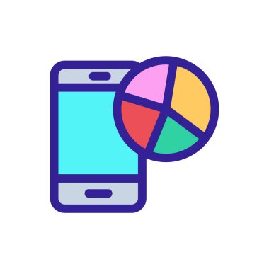 Telefondaki diyagram bir vektör ikonu. İzole edilmiş kontür sembolü gösterimi