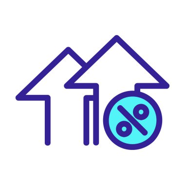 İndirim simgesi vektörü yükseliyor. İzole edilmiş kontür sembolü gösterimi