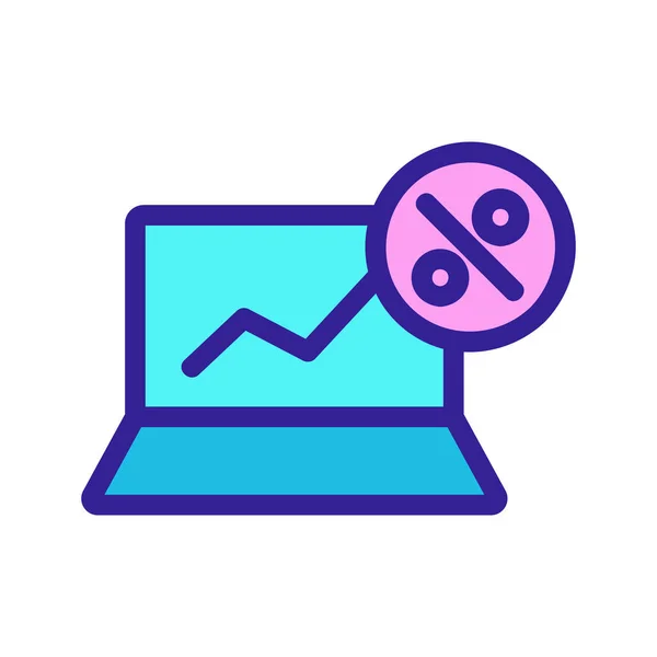 Ermäßigungen auf dem Laptop-Symbolvektor einplanen. Isolierte Kontursymboldarstellung — Stockvektor