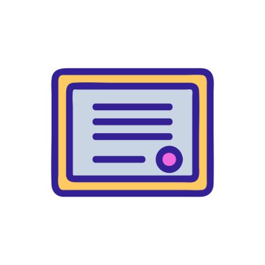 Sertifika simgesi vektörü. İzole edilmiş kontür sembolü gösterimi