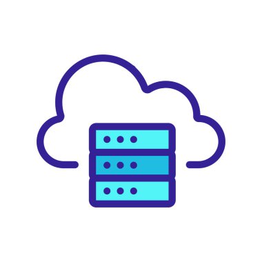 Bulut depolama ikonu vektörü. İzole edilmiş kontür sembolü gösterimi