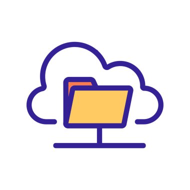 Bulut depolama ikonu vektörü. İzole edilmiş kontür sembolü gösterimi