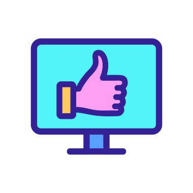 Pozitif gözden geçirme simgesi vektörü. İzole edilmiş kontür sembolü gösterimi