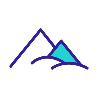 Dağ ikonu vektörü. İzole edilmiş kontür sembolü gösterimi