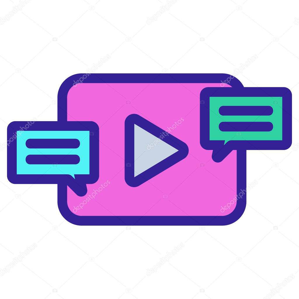 Subtitles for the film and icon vector. A thin line sign. Isolated contour symbol illustration