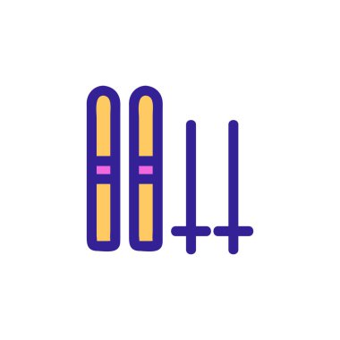 Kayaklar ve çubuk ikon vektörü. İzole edilmiş kontür sembolü gösterimi