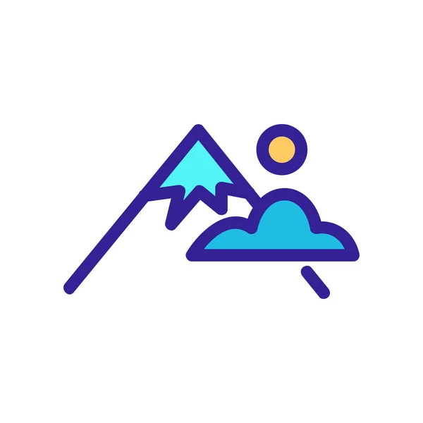 Berg och moln ikon vektor. Isolerad kontur symbol illustration — Stock vektor