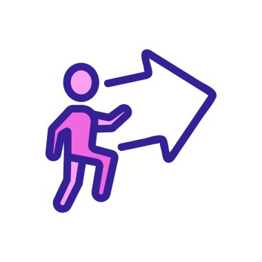 Adam ikon vektörüne doğru gidiyor. İzole edilmiş kontür sembolü gösterimi