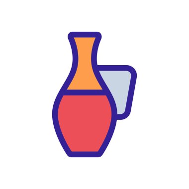 Bir sürahi ikon vektöründe şarap. İzole edilmiş kontür sembolü gösterimi