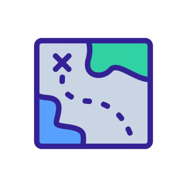 Hazine haritası ikon vektörü. İzole edilmiş kontür sembolü gösterimi