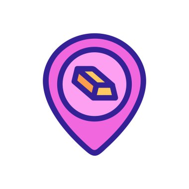 Hazine ikonu vektörünün konumu. İzole edilmiş kontür sembolü gösterimi