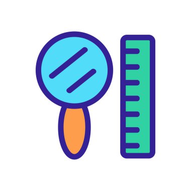 Eski ayna ve vektör ikonunun çizgisi. İzole edilmiş kontür sembolü gösterimi