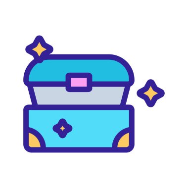 Sihirli göğüs ikonu vektörü. İzole edilmiş kontür sembolü gösterimi