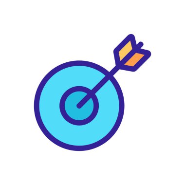 Hedef ve ok ikonu vektörü. İzole edilmiş kontür sembolü gösterimi