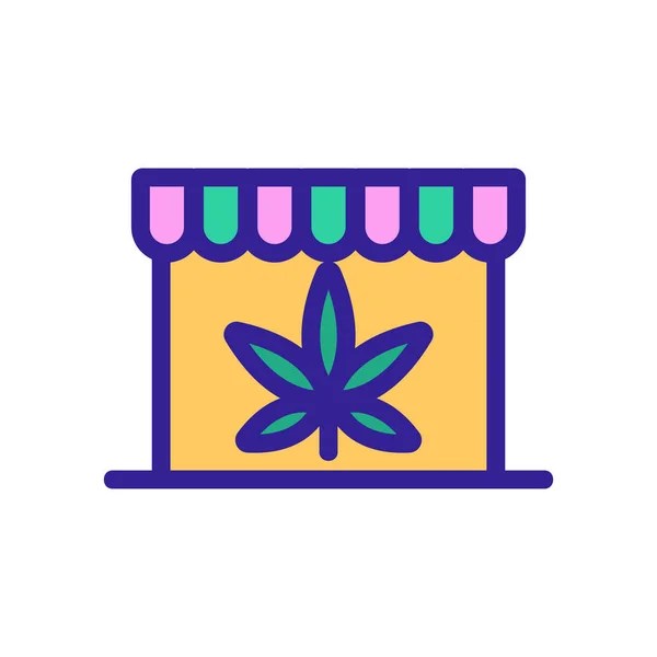 Kiosque avec icône vectorielle de cannabis. Illustration de symbole de contour isolé — Image vectorielle