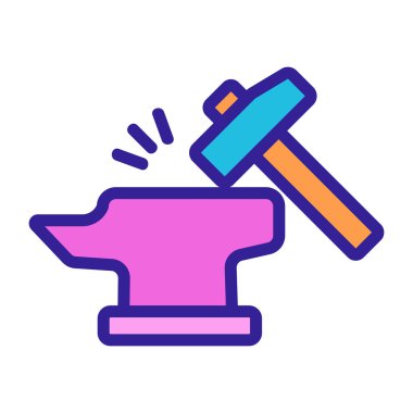 Çekiç ve örs ikonu vektörü. İzole edilmiş kontür sembolü gösterimi