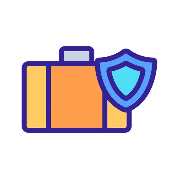 Proteger el vector icono de la maleta. Ilustración del símbolo de contorno aislado — Vector de stock