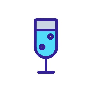 Bir bardak şampanya ikon vektörü. İzole edilmiş kontür sembolü gösterimi