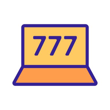 üç yedinci simge vektörü. İzole edilmiş kontür sembolü gösterimi