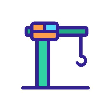 İnşaat vinci simgesi vektörü. İzole edilmiş kontür sembolü gösterimi