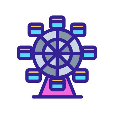 Dönme dolap ikon vektörü. İzole edilmiş kontür sembolü gösterimi