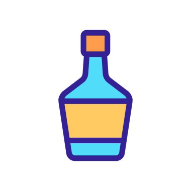 Bir şişe şarap ikonu vektörü. İzole edilmiş kontür sembolü gösterimi