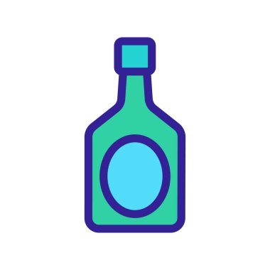 Bir şişe likör ikonu vektörü. İzole edilmiş kontür sembolü gösterimi