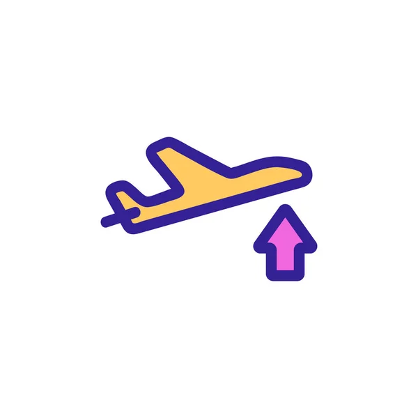 Il decollo dell'aereo è un vettore icona. Illustrazione del simbolo del contorno isolato — Vettoriale Stock