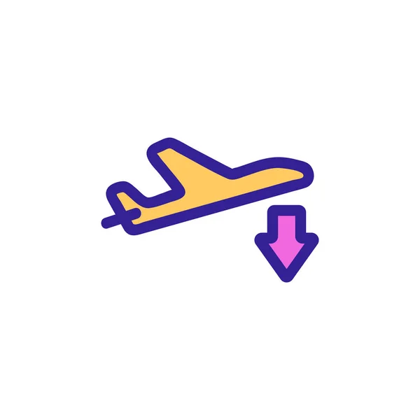 Aterrizando el vector icono de avión. Ilustración del símbolo de contorno aislado — Archivo Imágenes Vectoriales