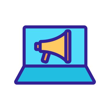 Dizüstü bilgisayar vektör simgesinde alarm. İzole edilmiş kontür sembolü gösterimi