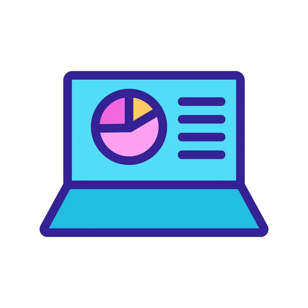 Laptop och diagram ikon vektor. Isolerad kontur symbol illustration — Stock vektor