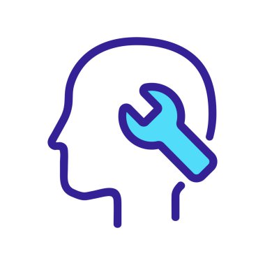 Teknik zihniyet simgesi vektörü. İzole edilmiş kontür sembolü gösterimi