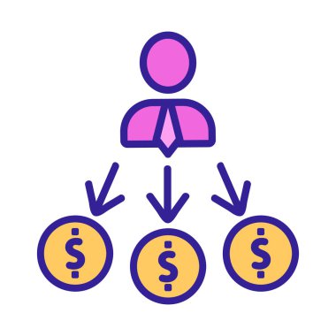 Bağlı iş simgesi vektörü. İzole edilmiş kontür sembolü gösterimi