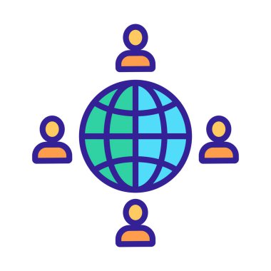 Bağlı iş simgesi vektörü. İzole edilmiş kontür sembolü gösterimi