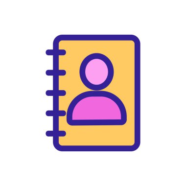 Kullanıcı not defteri simgesi vektörü. İzole edilmiş kontür sembolü gösterimi