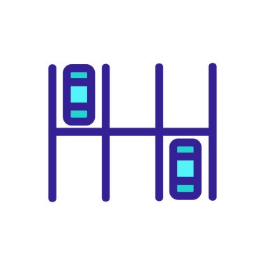 Araba ikonu vektörü için park ediyorum. İzole edilmiş kontür sembolü gösterimi