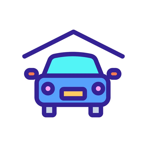 El coche en el garaje es un vector icono. Ilustración del símbolo de contorno aislado — Vector de stock