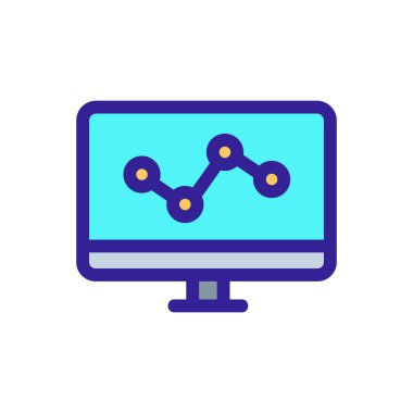 Bilgisayar simgesi vektörünün grafiği. İzole edilmiş kontür sembolü gösterimi