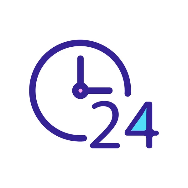 Vetor ícone de trabalho 24 horas por dia. Isolado contorno símbolo ilustração — Vetor de Stock