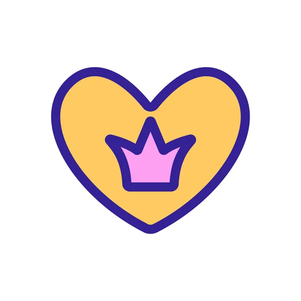 Coroa com vetor ícone do coração. Isolado contorno símbolo ilustração — Vetor de Stock