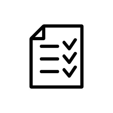 Sayfa listesi simge vektörü. İzole edilmiş kontür sembolü gösterimi