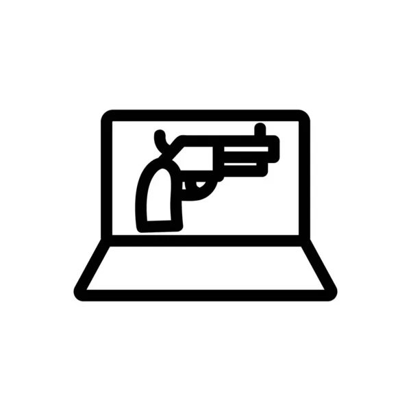 Pistola portátil vendiendo vector icono. Ilustración del símbolo de contorno aislado — Vector de stock