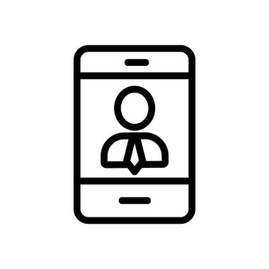 İş adamı telefonu ikon vektörü. İzole edilmiş kontür sembolü gösterimi
