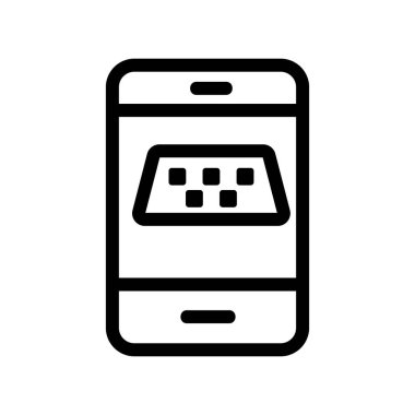 Taksi telefonu ikon vektörü. İzole edilmiş kontür sembolü gösterimi